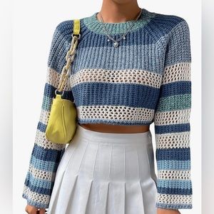 Women’s SHENHE Striped Crop Sweater